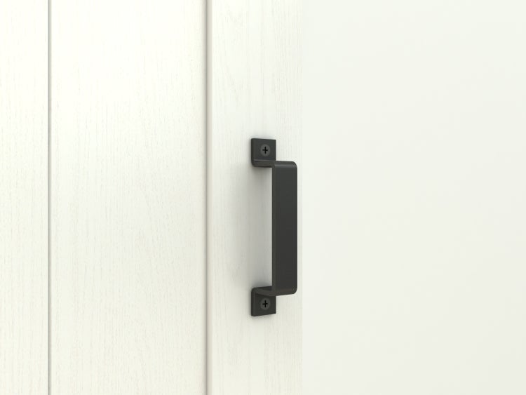 Holzschiebetür Komplettset Scheunentor weiß Doppelflügelig Beschlag in schwarz - 1800x2150mm