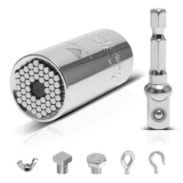 STAHLWERK 3 x Universal-Steckschlüssel 7-19 mm Multifunktionsnuss für 3/8