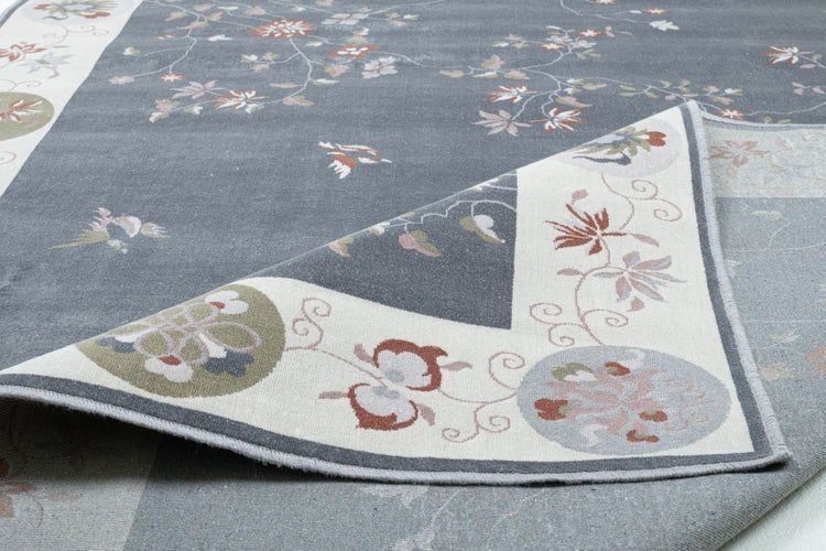 Bordürenteppich mit Glanz Cherina Grau 80x150 cm