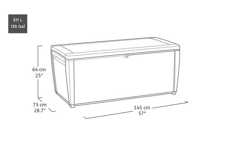 Keter Sumatra Aufbewahrungsbox - 511 L - 145x73x64 cm - Anthrazit