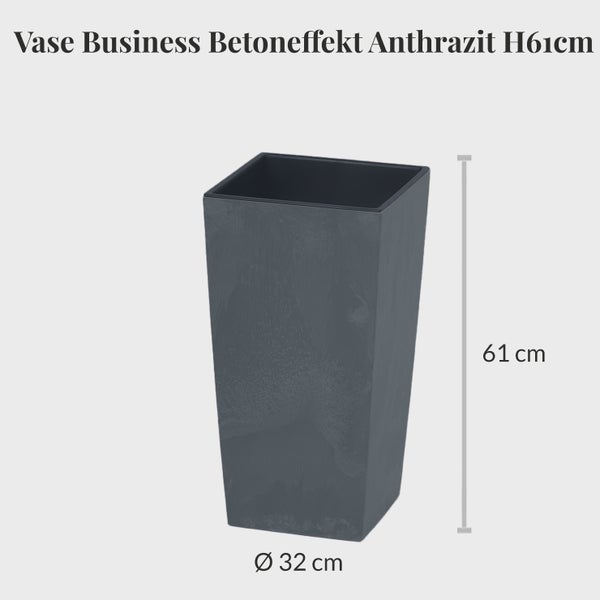 Anthrazitfarbene Business Vase mit Betonoptik, 61 cm hoch