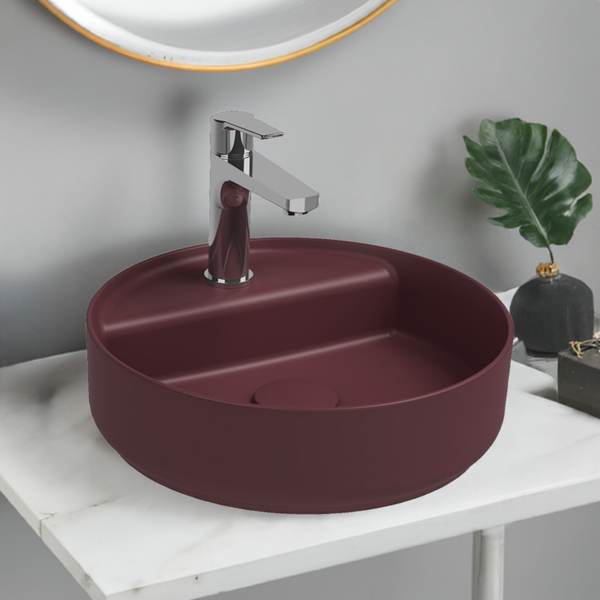 Isvea Waschbecken Rund Aufsatzwaschbecken Badezimmer Bordeauxrot