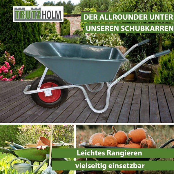 1 Rad Schubkarre 100 Liter bis 250 kg Kunststoffmulde Gartenschubkarre Bauschubkarre Schiebkarre