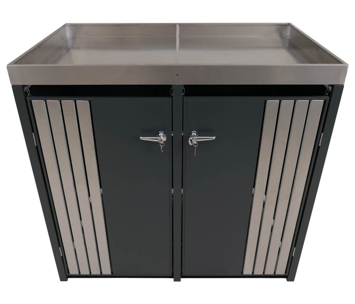 Gartenschrank mit Türen und Metalloberfläche