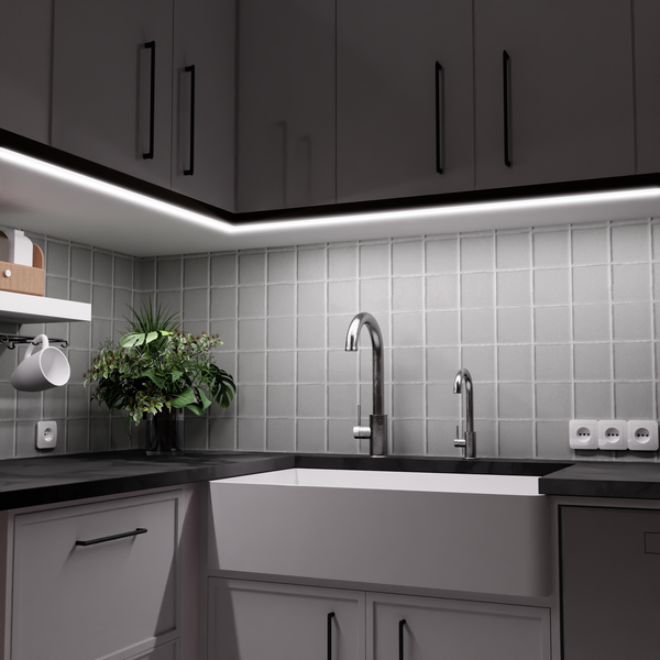 Led Alu Profil 2 m AB Set Strip / Streifen 20 mm breit | Abdeckung mattiert