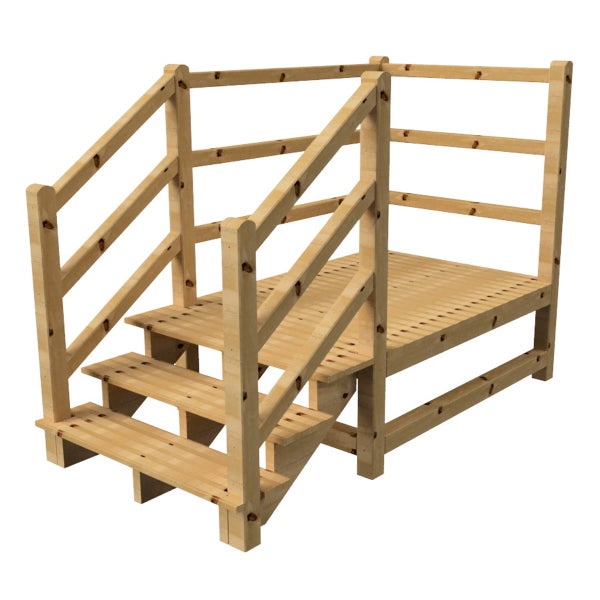 Holzpodesttreppe mit Geländer