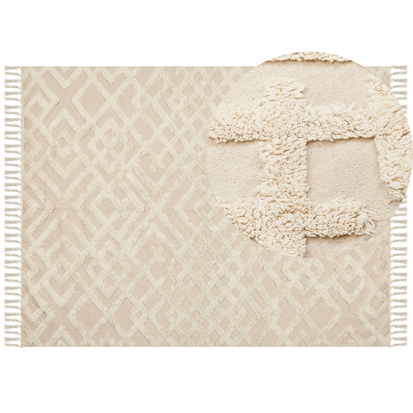 Teppich ARDAHAN Beige 160 x 230 cm Baumwolle
