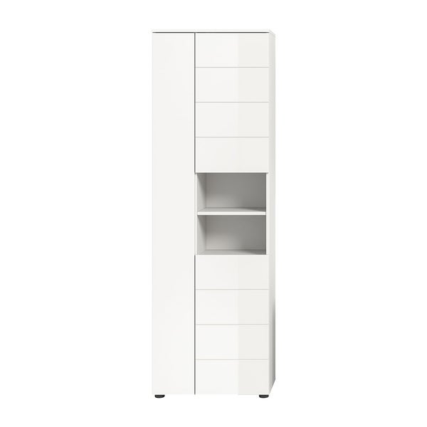 Vira Hochschrank Bad 3 Türen 2 Fächer weiß Hochglanz, weiß. 60 X 34 X 190 cm