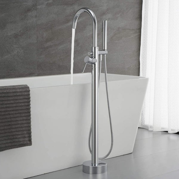 Home Deluxe - Design Standarmatur - MOON Chrome - Höhe: 115 cm, inkl. Handbrause I freistehende Armatur Wannenbrause Wanneneinlass