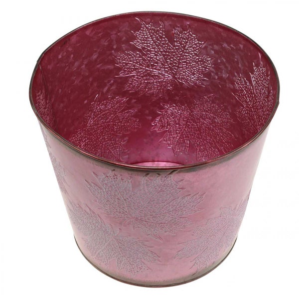 Dekorative Pflanzschale aus Metall mit Ahornblattmuster