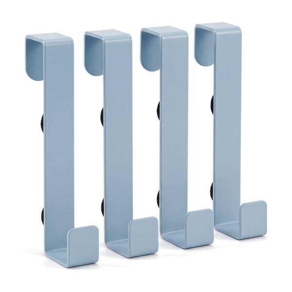 Set mit vier Türhaken aus Metall zum einfachen Einhängen an Türblättern.