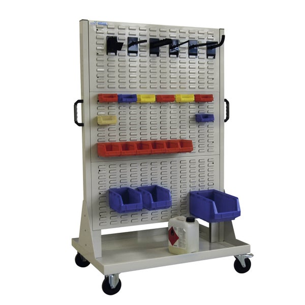PROREGAL Rollwagen mit 6 Schlitzplatten | HxBxL 171x106x73cm | Lichtgrau