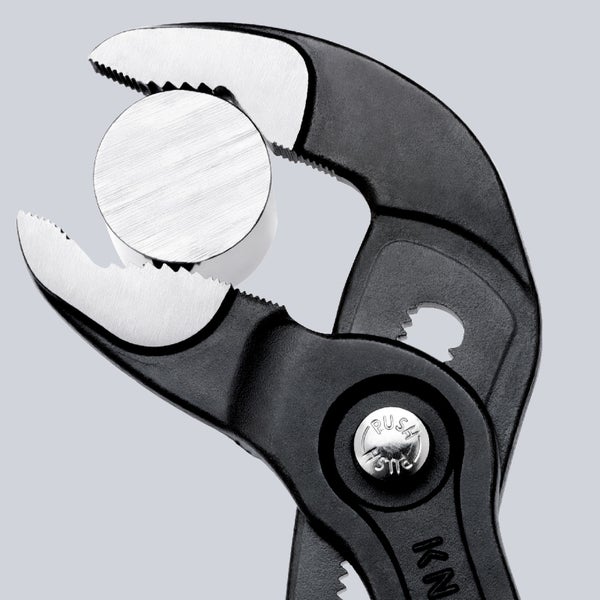 Knipex Cobra® mit Befestigungsöse grau atramentiert, mit Mehrkomponenten-Hüllen, mit integrierter Befestigungsöse zum Anbringen einer Absturzsicherung 250 mm - 8702250TBK