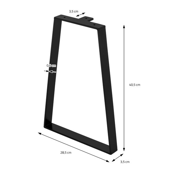 ML-Design 2 Stück Tischbeine 28,5xH40,5cm Schwarz, Tischkufen Trapez-Form, Stahl pulverbeschichtet, Industriell, Kufengestell Tischgestell Metall Möbelfüße DIY-Projekte Bankkufen Bankgestell Bankbeine