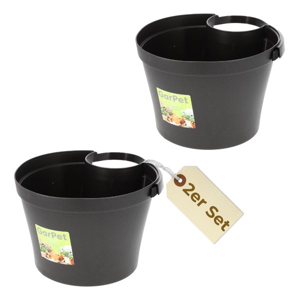 2x Fallrohr Blumentopf Fallrohr Blumentopf für Regenrohr Regenrinne Säule Pfosten Abflussrohr Hängetopf Pflanztopf Pflanzgefäß Anthrazit 22x22x15 cm
