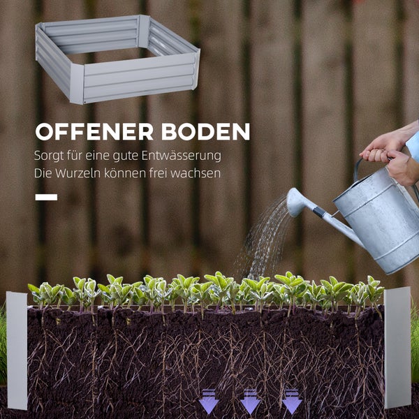 Outsunny Hochbeet, 100L x 100B x 30H cm, Stahl, grau