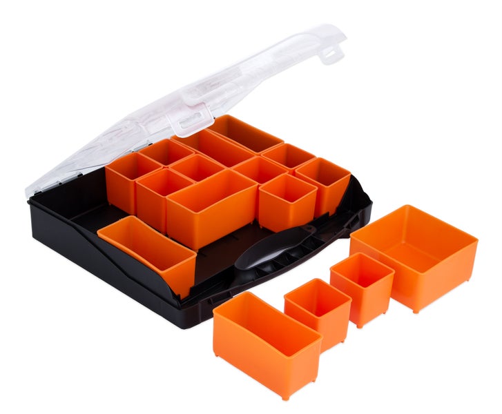 BigDean Sortierkasten Werkzeugkoffer mit 4 herausnehmbaren Schubladen - Sortierkästen Sortierkoffer – Sortimentskasten Schraubenbox - Organizer für Kleinteile -