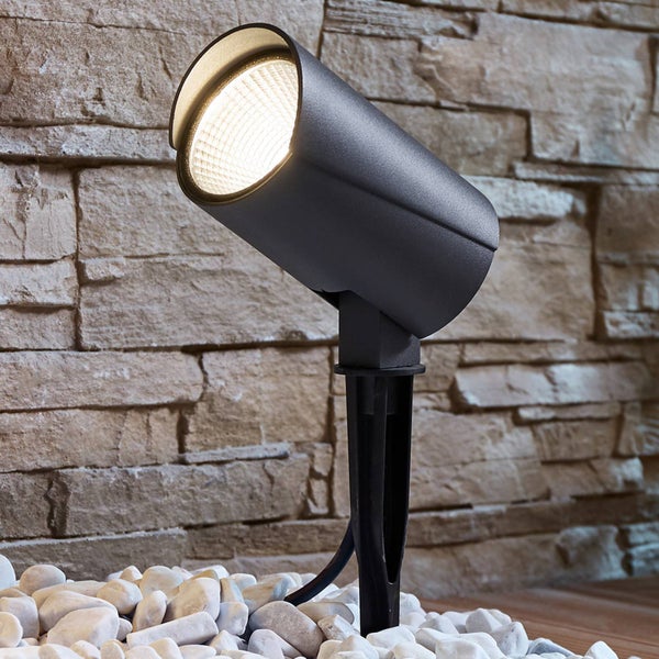 Lucande LED Außenleuchte Anton (Modern) in Alu aus Aluminium (1 flammig, ) - Erdspießleuchte außen