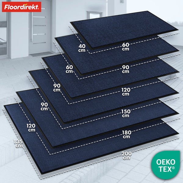 FLOORDIREKT Schmutzfangmatte - SKY Novo - PVC-frei - Extra Halt & Langlebigkeit - Blau - 90 x 120 cm