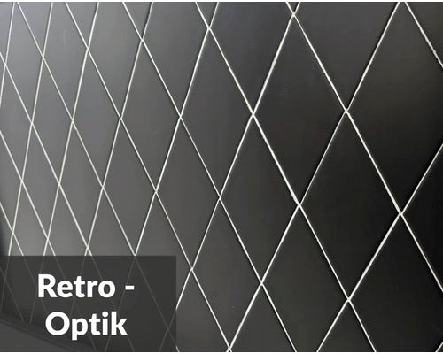 Schwarze Fliesen im Retro-Stil mit weißem Fugenmuster