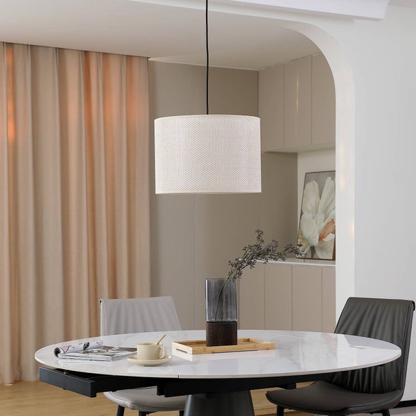 Lindby Esstisch Pendelleuchte Ø 40 cm, Hängelampe Textil Kunststoff Wohnzimmerlampe 1x E27 max. 15W ohne Leuchtmittel Hängeleuchte Esszimmerlampe
