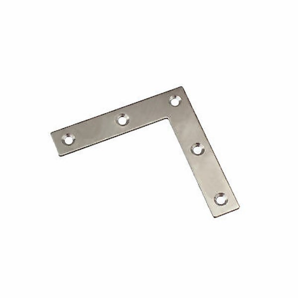 Flacher Winkelverbinder aus Metall mit fünf Senkbohrungen zur stabilen Verbindung von Holzbauteilen.