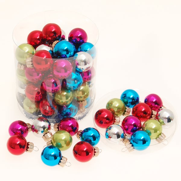 Kugeldose mit bunten Kugeln 2,5cm (45 Stück), 45 Stck., Weihnachtsbaumkugeln, Christbaumschmuck, Weihnachtsbaumanhänger