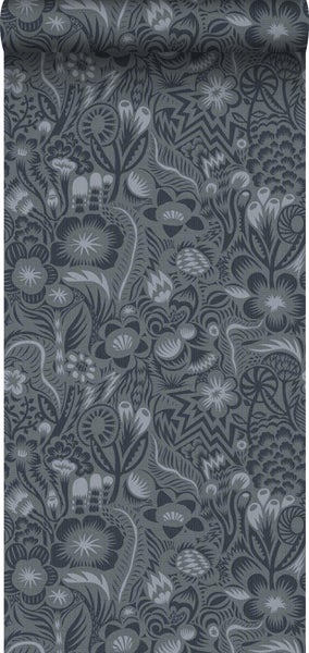 Borastapeter Tapete Blätter Graublau - 49 cm x 10.05 m - 660823