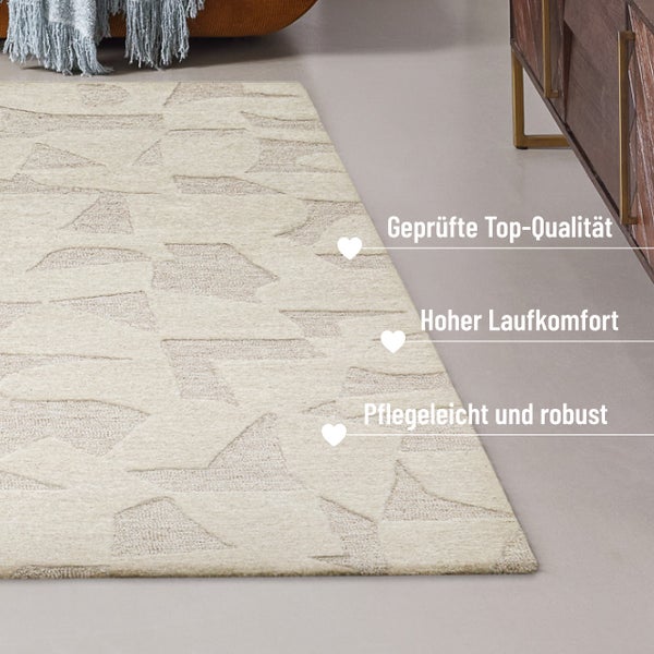 Moderner Teppich mit geometrischem Muster, hoher Laufkomfort, pflegeleicht und robust in geprüfter Top-Qualität.