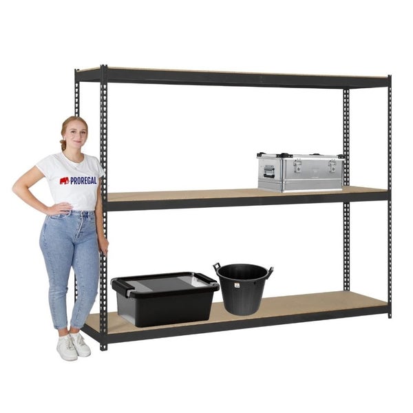 PROREGAL Schwerlastregal Wood Beast Three HxBxT 200 x 240 x 45 cm 3 Ebenen Fachlast 400 kg Anthrazit
