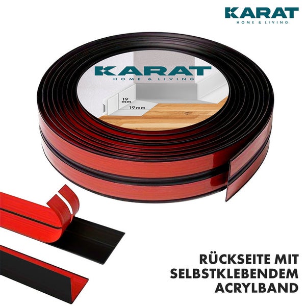 FLOORDIREKT Weichsockelleiste Riga - Selbstklebend & Flexibel - Knickleiste - Schwarz - 25 m