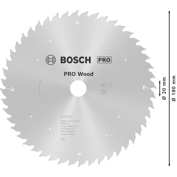 Bosch PRO Wood cordless Blatt für Kreissägen 190 x 1,6 x 20 mm - 2608837705