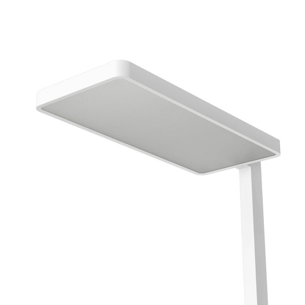 Rechteckiges LED-Panel einer modernen Büroleuchte mit flachem Kopf und strukturiertem Diffusor.