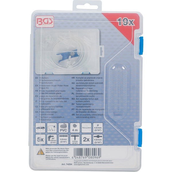 BGS technic Scheibenwaschschlauch-Reparatursatz in transparenter Verpackung