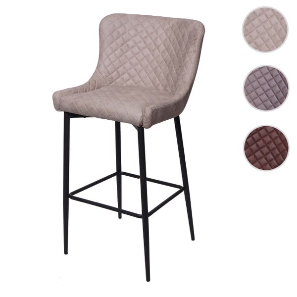 Barhocker mit Rautenmuster und schwarzem Gestell