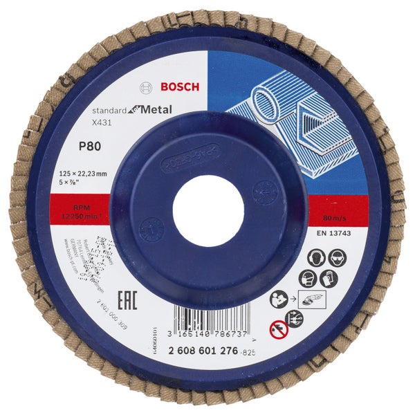 Bosch Fächerschleifscheibe X431 Standard for Metal gerade 125 mm 80 Kunststoff - 2608601276