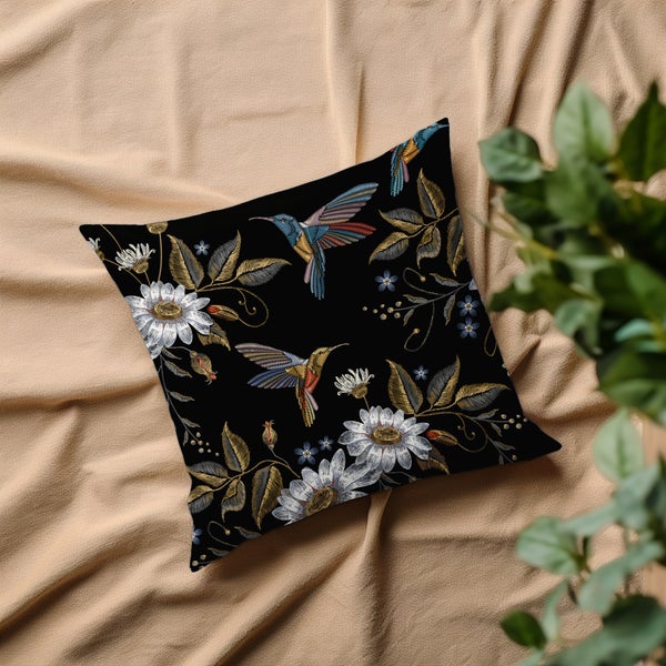 Kuschelkissen, Kissenhülle, Kissenbezug Blumen und Vögel PI0483_40x40cm