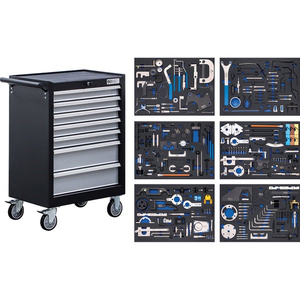 BGS Werkstattwagen 7 Schubladen Motor-Einstellwerkzeug-Sätze - 6076