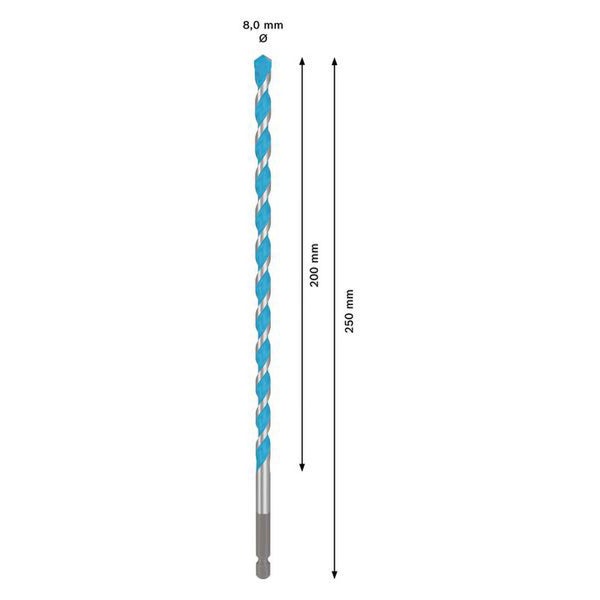 Bosch EXPERT HEX-9 Multi Construction Bohrer 8 x 200 x 250 mm - 2608902356