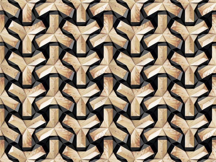 Nahtloses Muster mit dreieckigen Holzformen und dunklen Akzenten