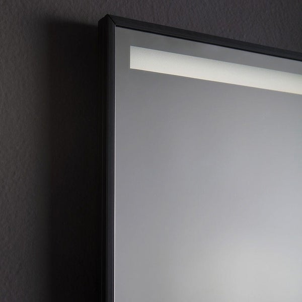 Badezimmerspiegel 100x70 mit schwarzem Rahmen und LED