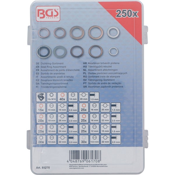 BGS Dichtring-Sortiment Kupfer / Aluminium / Nylon 250tlg. - 85225