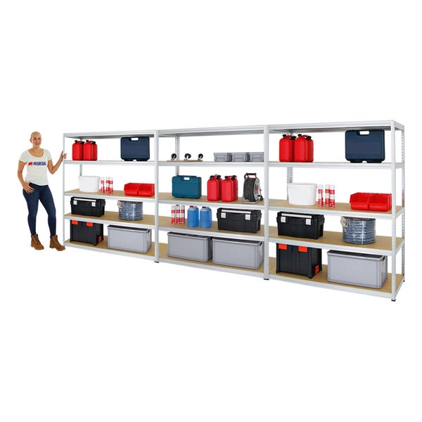 PROREGAL Mega Deal 3x Schwerlastregal Giant Elephant HxBxT 180 x 150 x 60 cm Fachlast 200 kg Verzinkt