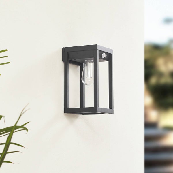 Lindby LED Smart Home Wandleuchte außen Enea dimmbar mit Bewegungsmelder (Modern) in Schwarz aus Aluminium (1 flammig, ) - Wandlampe