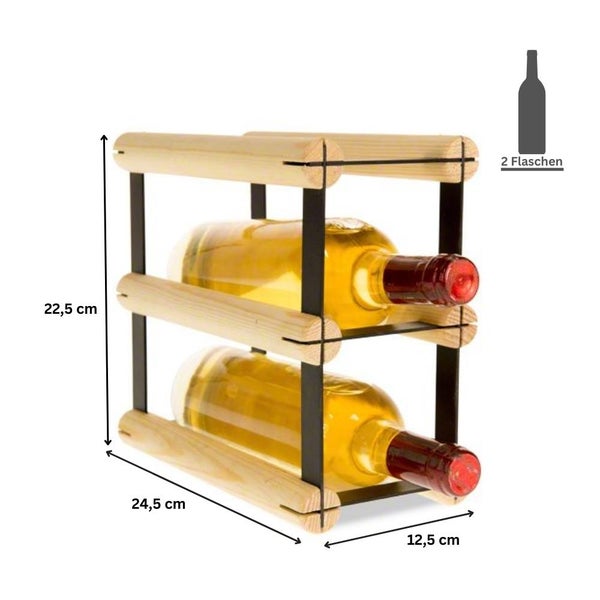 PROREGAL Modulares Weinregal Vinotega Mod Metal HxBxT 22,5 x 12,5 x 24,5 cm 1 x 2 Flaschen Massives Kiefernholz Natur