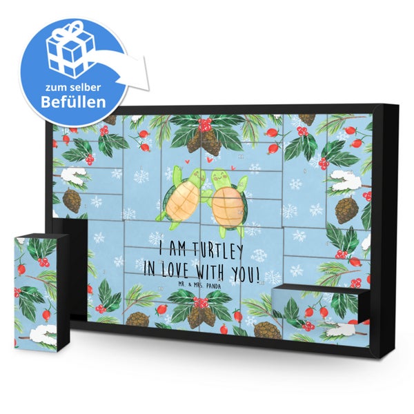 Mr. & Mrs. Panda Befüllbarer Adventskalender Schildkröten Paar - Blau Pastell