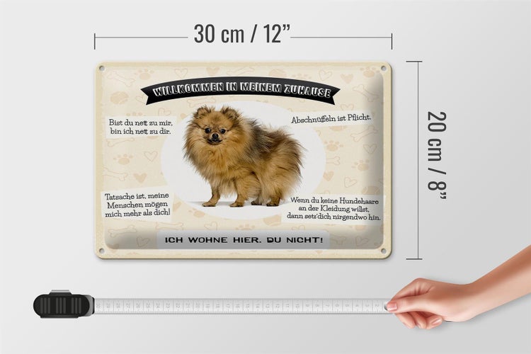 Blechschild Spruch 30x20cm Tiere Spitz willkommen wohne hier