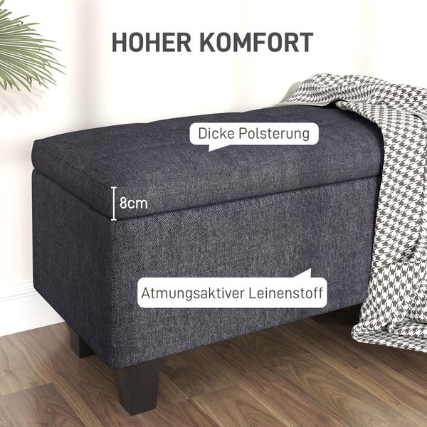 Anwendungsbeispiele für eine Aufbewahrungsbox mit Polsterung als Bettbank, Flurbank und Fensterbank.