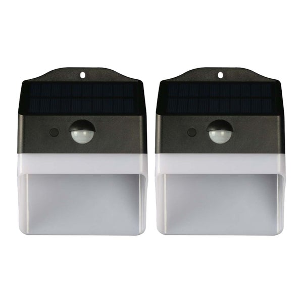 Zwei Solar Wandleuchten mit Bewegungsmelder.
