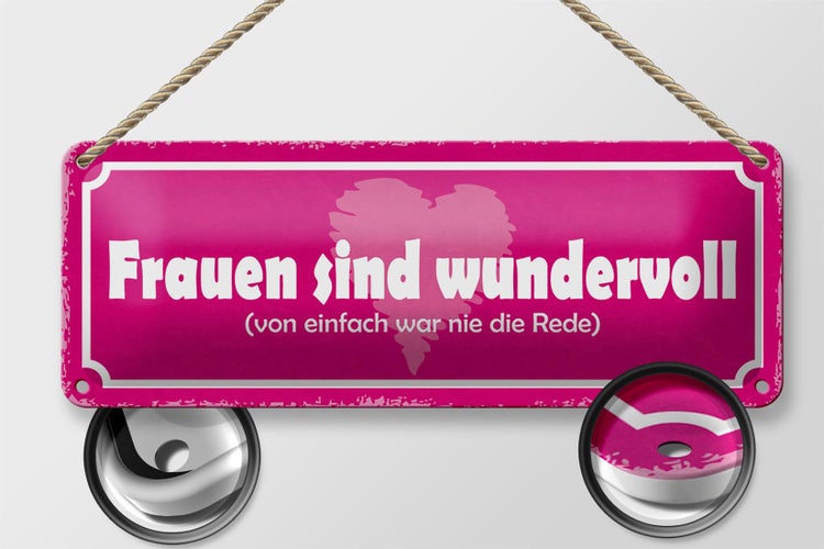 Blechschild Spruch 27x10cm Frauen sind wundervoll Herz Dekoration